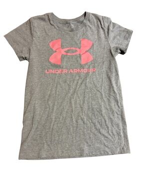 Under Armour Gray Short Sleeve Tee with Pink Logo